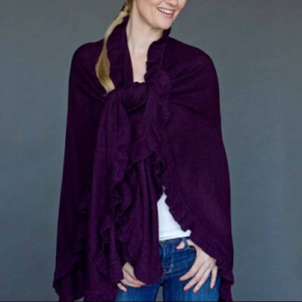 Beautiful plum-colored ruffled shawl -NWT